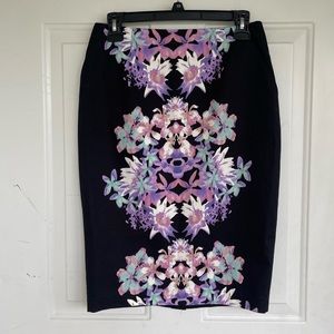 Mossimo Black Floral Pencil Skirt with Pockets